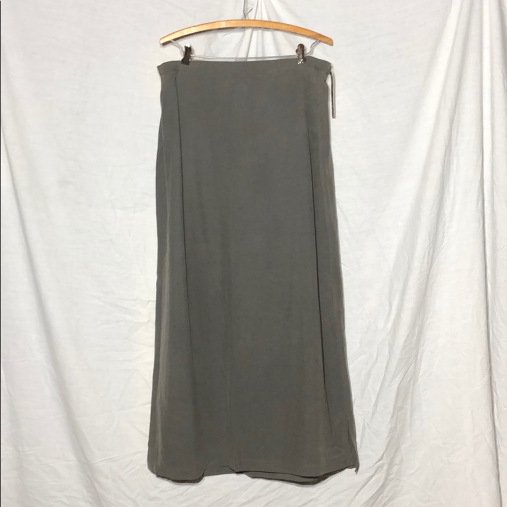 Grey Silk + Linen Ankle Length Skirt